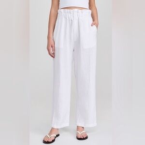 Posse Linen Pants Paperbag Waist High Rise White Large
